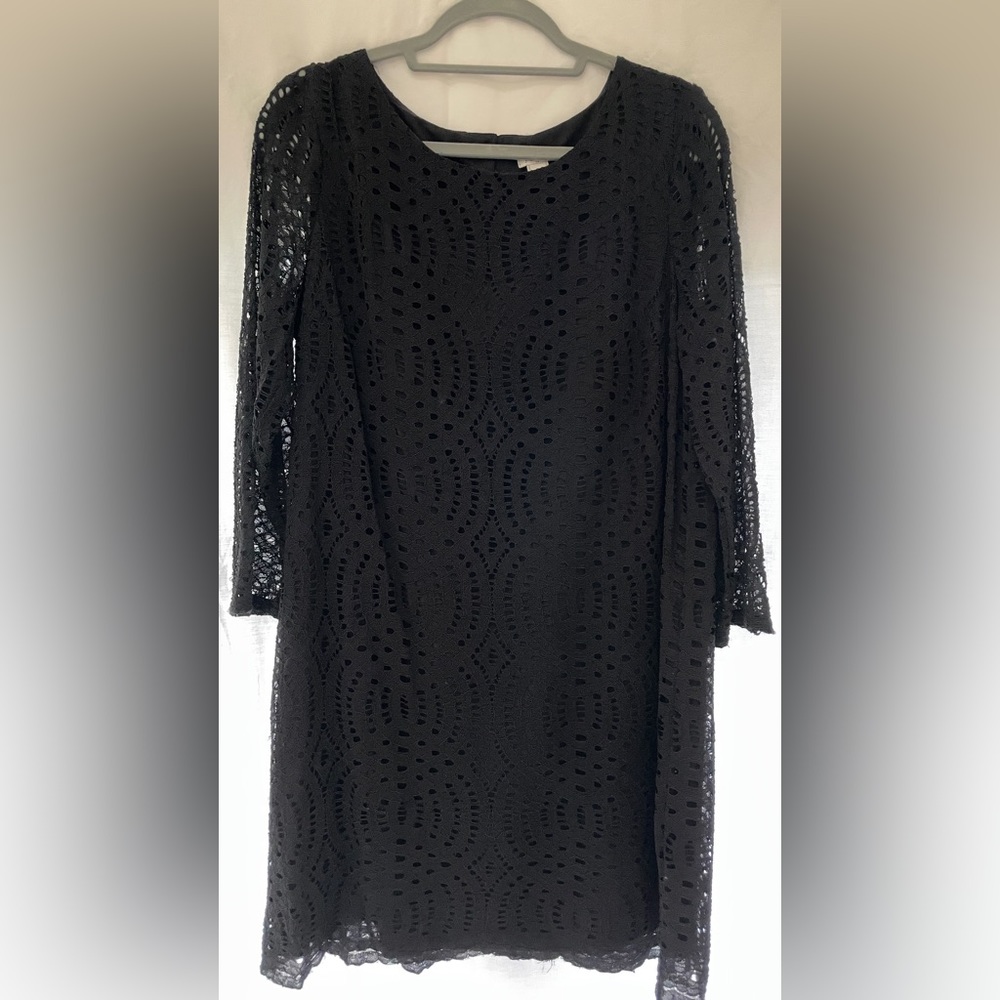 J. Crew Factory black lace long-sleeve dress size 12
